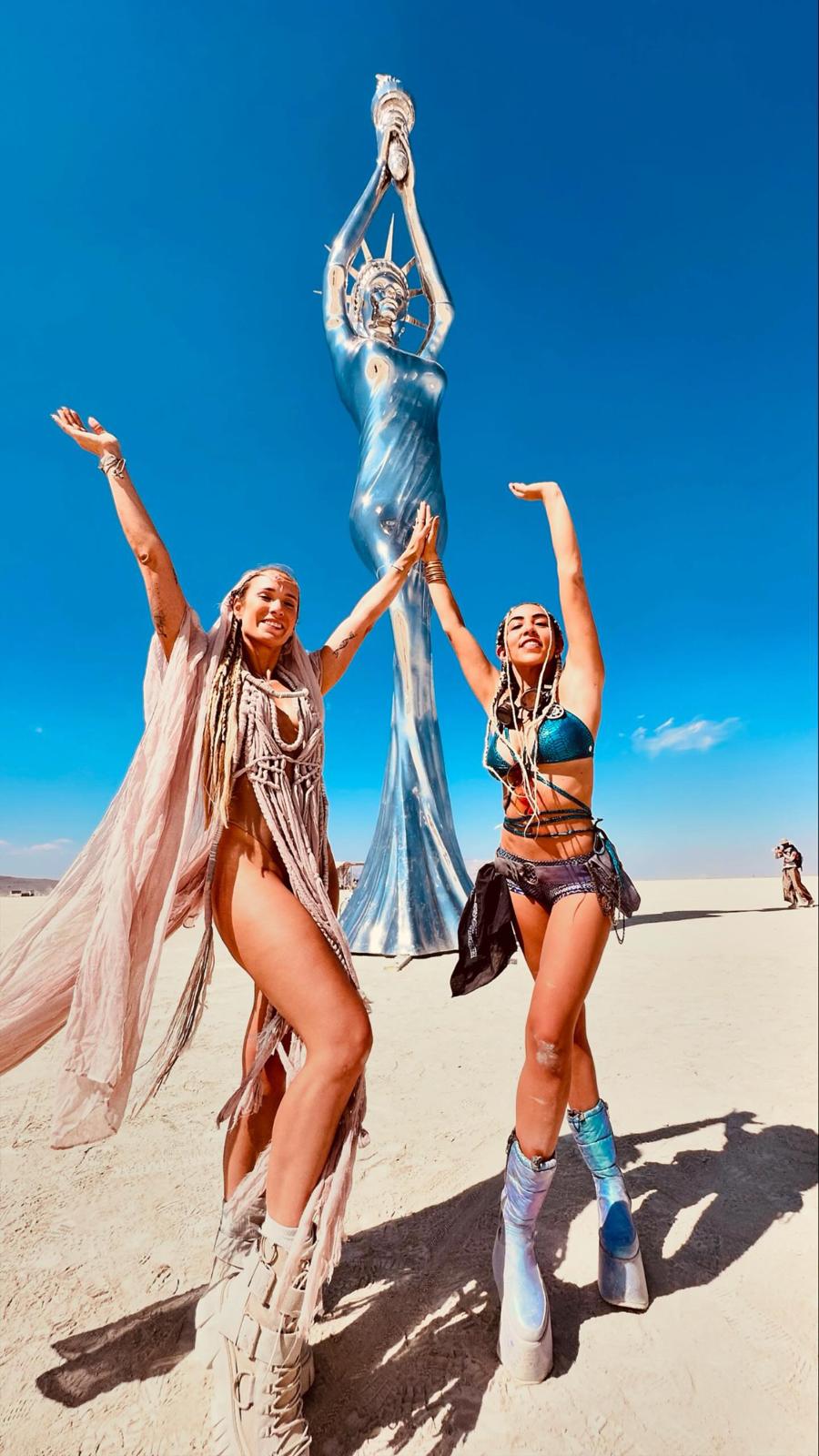 Two burners in macramé and metallic wearable art from Vista Collective